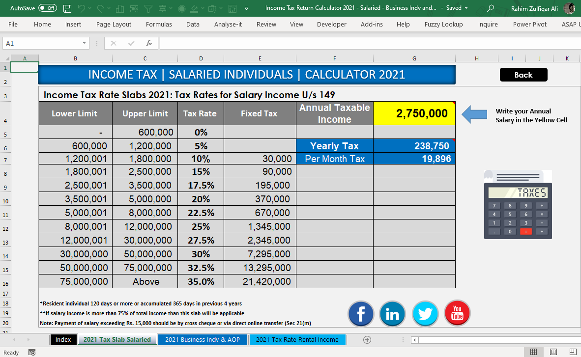 Income Tax Return Calculator 2021 FBR Pakistan Eloquens