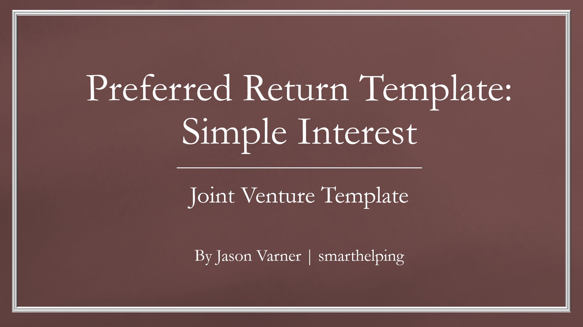 Preferred Return Calculator Simple Interest with 3 Hurdles Eloquens