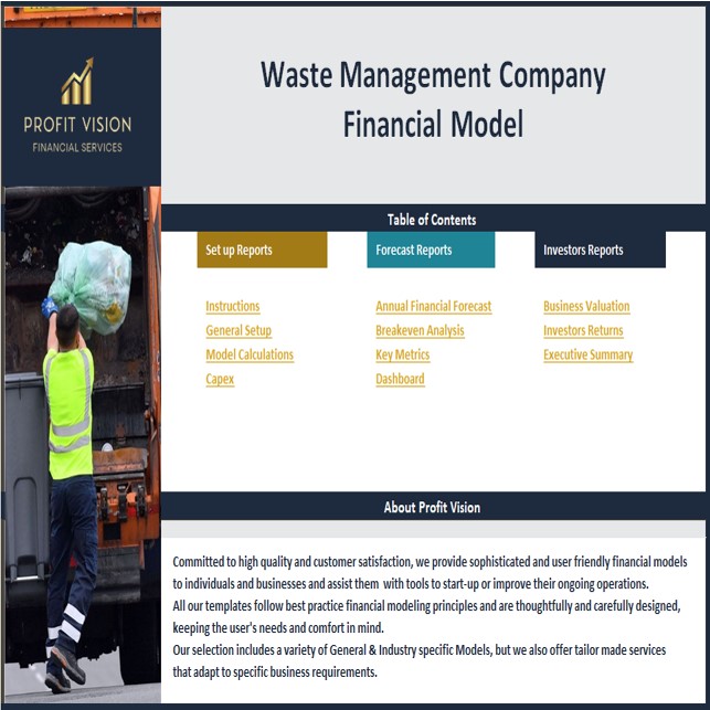Waste Management Company Dynamic 10 Year Financial Model Eloquens