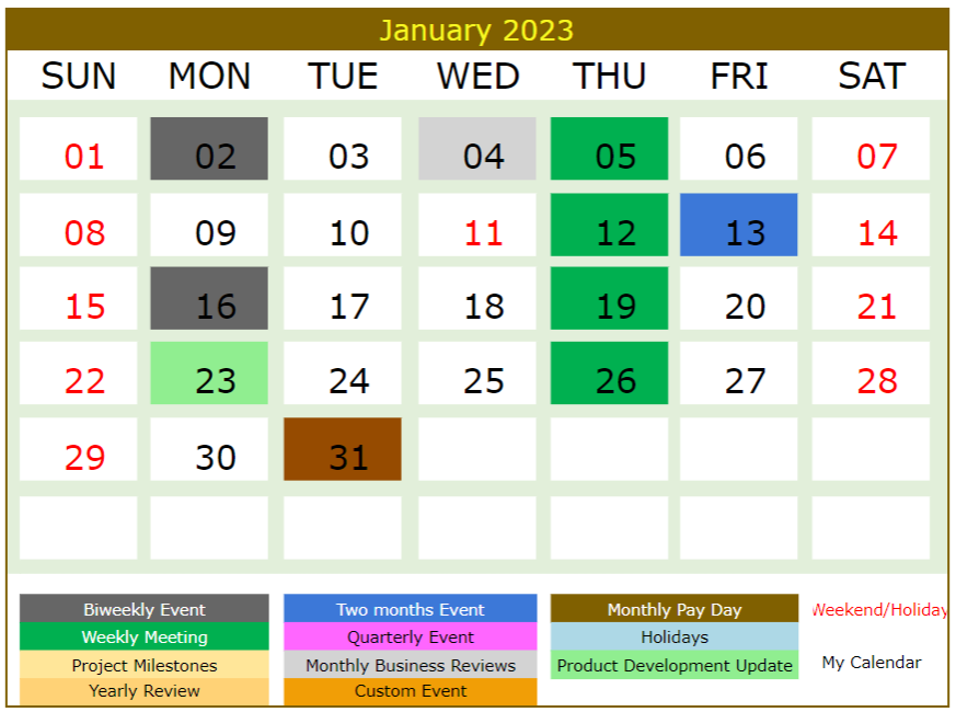 Google Sheets Calendar Template Google Sheets Calendar 2023 or any