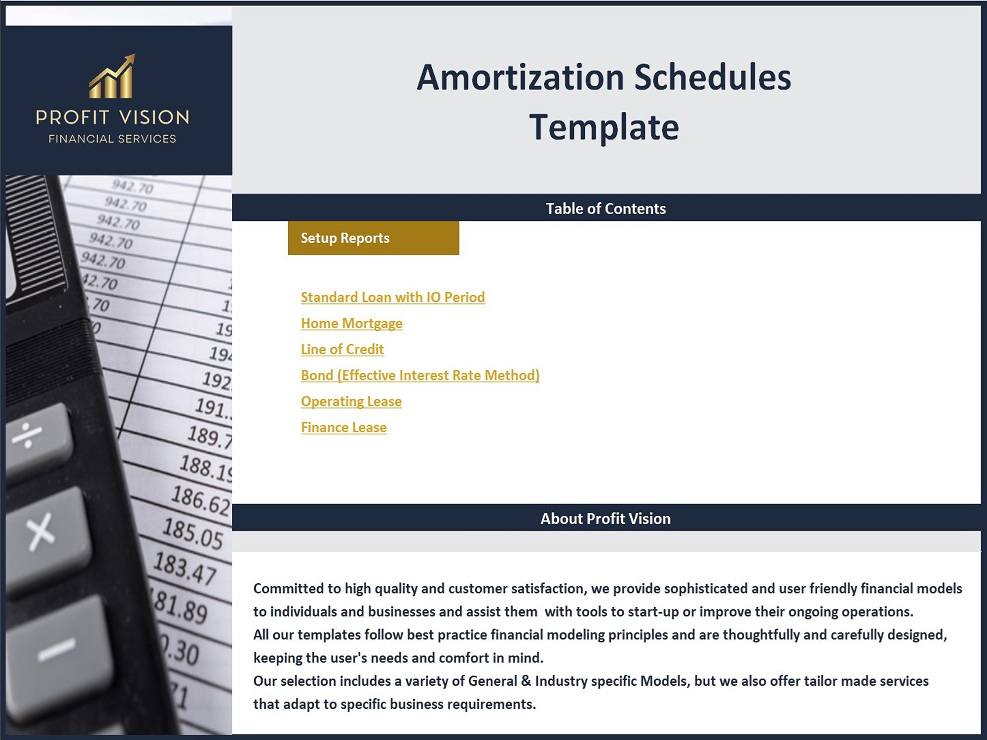 Amortization Schedules Template (Loans, Mortgages, LC, Bonds, Leases